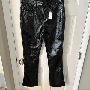 NEW Gap Mid Rise Vegan Patent Leather Baby Boot Pants Black Size 8
